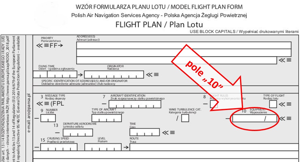 Wzór planu lotu ICAO